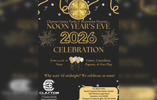 Clayton County to Host Family-Friendly Noon Year’s Eve Celebration in Hampton