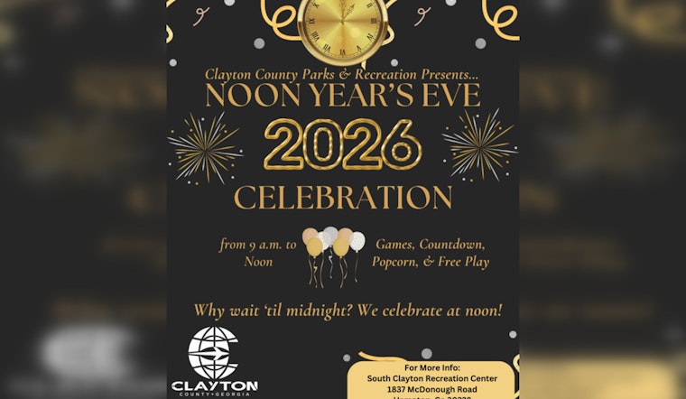 Clayton County to Host Family-Friendly Noon Year’s Eve Celebration in Hampton