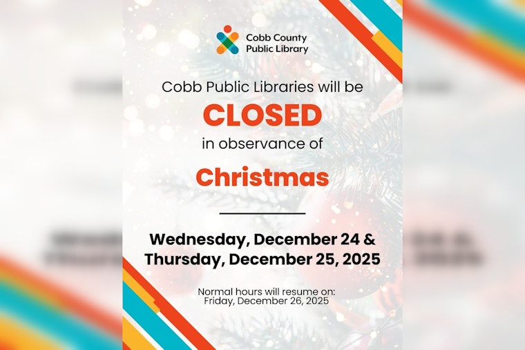 Cobb County Public Libraries Announce Holiday Closures, Digital Collections Remain Accessible 24/7