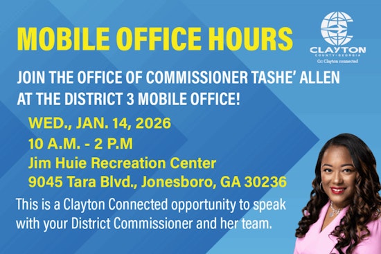 Connect with Commissioner Tashe' Allen at ClaytonConnected Mobile Office Hours in Jonesboro