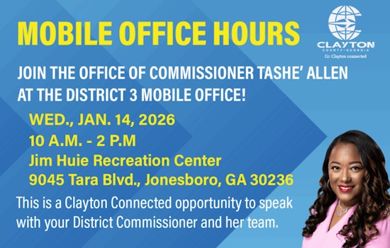 Connect with Commissioner Tashe' Allen at ClaytonConnected Mobile Office Hours in Jonesboro