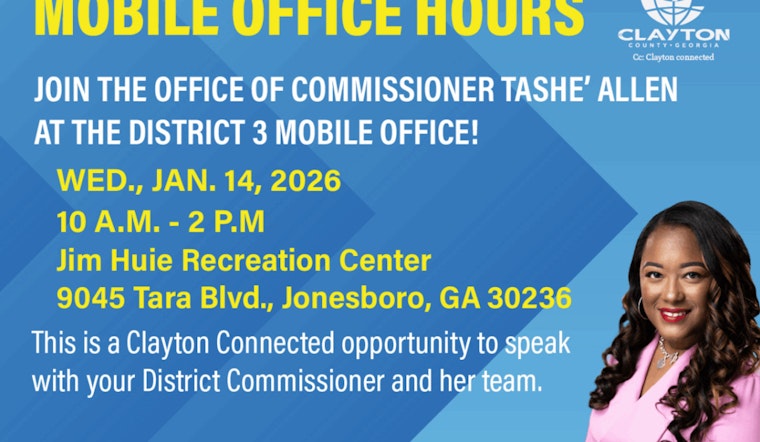 Connect with Commissioner Tashe' Allen at ClaytonConnected Mobile Office Hours in Jonesboro