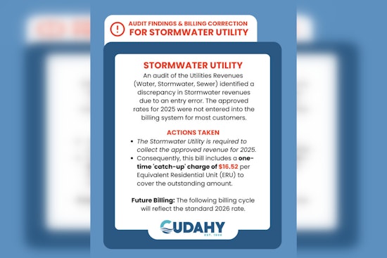 Cudahy Residents to Face One-Time Stormwater Bill Increase Due to Billing Error Correction