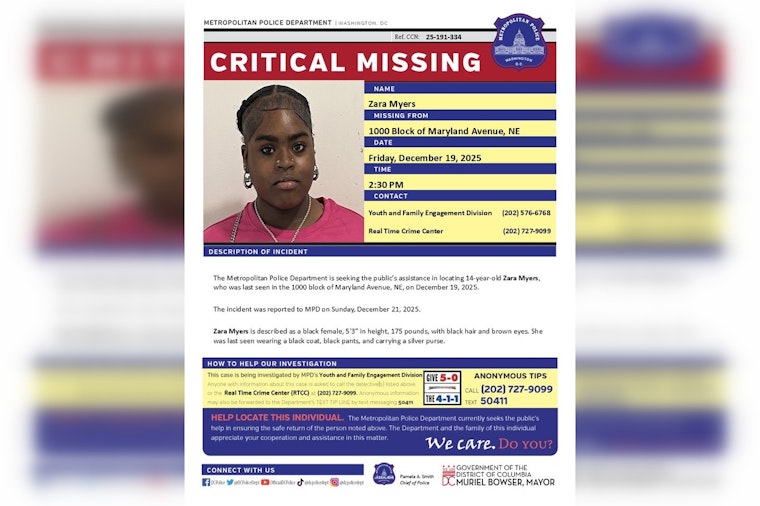 DC Police Issue Critical Alert for Missing 14-Year-Old, Seek Public's Help in Northeast Quadrant
