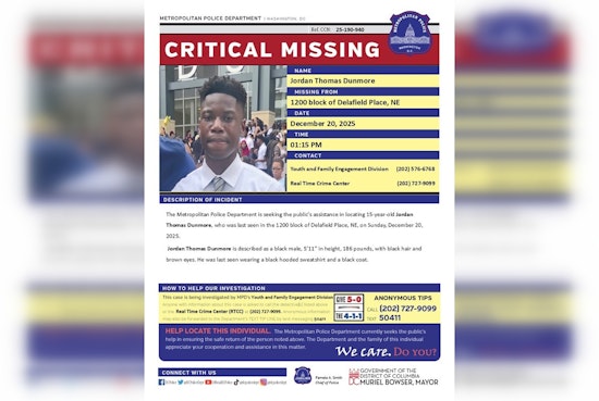 DC Police Issue Critical Alert for Missing Teen Jordan Thomas Dunmore Last Seen in Northeast DC