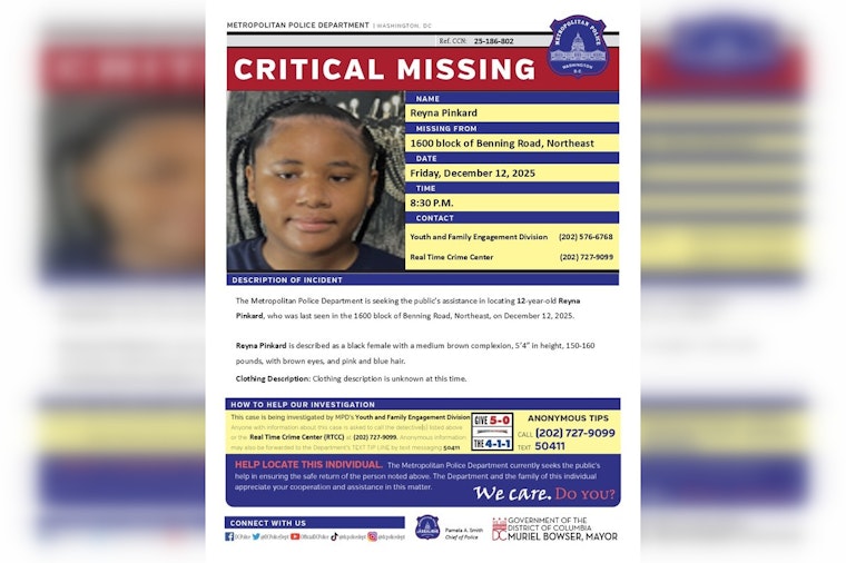DC Police Issue Urgent Alert for Missing 12-Year-Old Reyna Pinkard, Seek Public's Help in Northeast Washington