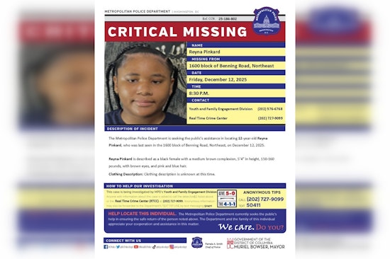DC Police Issue Urgent Alert for Missing 12-Year-Old Reyna Pinkard, Seek Public's Help in Northeast Washington
