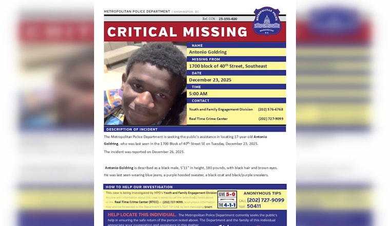 DC Police Seek Public's Help in Search for Missing Teen Antonio Goldring Last Seen in Southeast