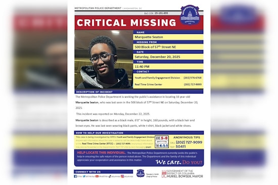 DC Police Seek Public's Help to Find Missing Teenager Marquette Seaton Last Seen in Northeast Area