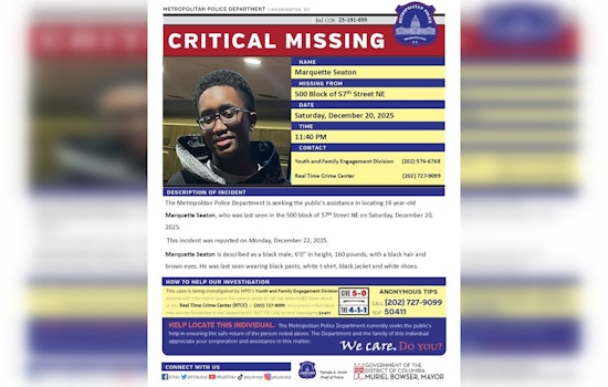 DC Police Seek Public's Help to Find Missing Teenager Marquette Seaton Last Seen in Northeast Area
