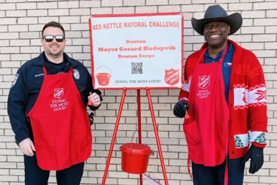 Denton Leaders Ring in Support: Mayor and Deputy Chief Champion Salvation Army's Red Kettle Fundraiser