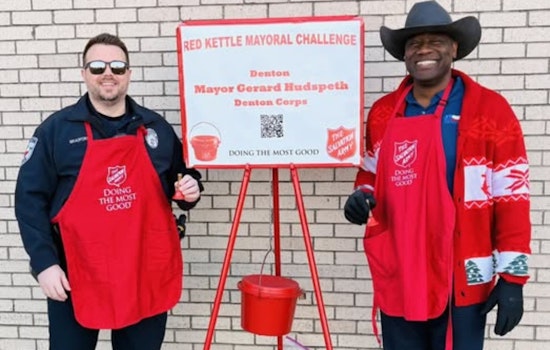Denton Leaders Ring in Support: Mayor and Deputy Chief Champion Salvation Army's Red Kettle Fundraiser