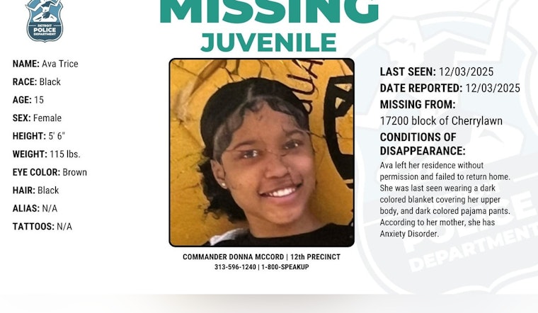 Detroit Police Seek Public's Help to Find Missing 15-Year-Old Ava Trice