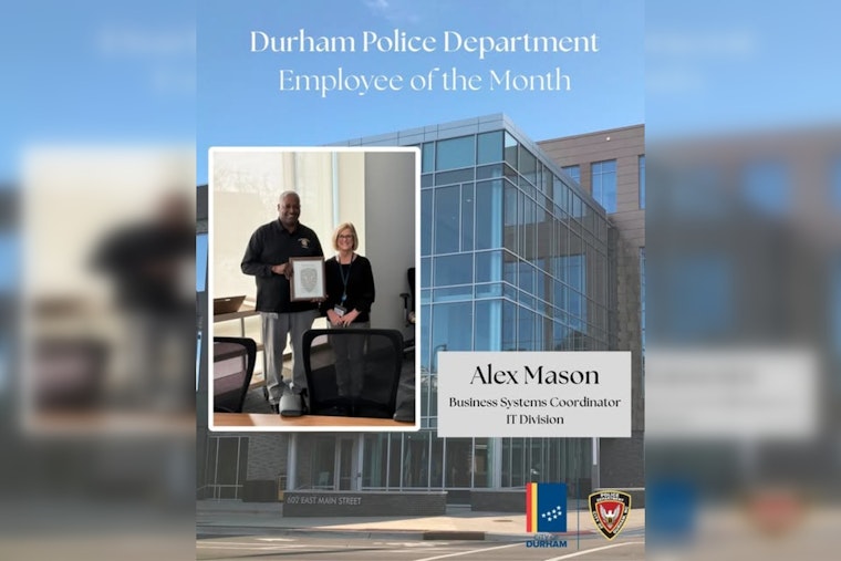 Durham Police Department Honors Alex Mason as IT Division's November Employee of the Month
