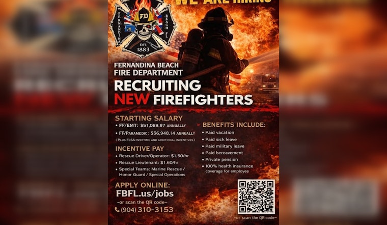 Fernandina Beach Fire Department Seeks New Recruits with Attractive Pay and Benefits