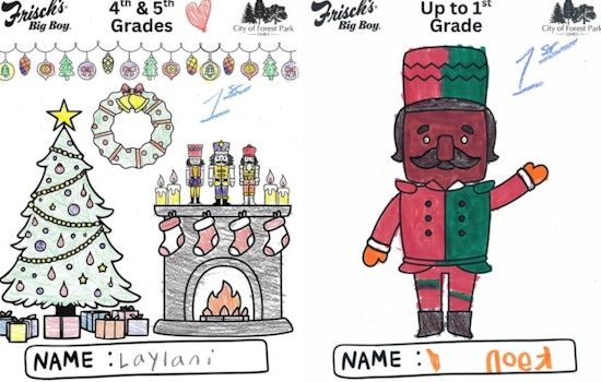 Forest Park's Young Artists Shine in Holiday Coloring Contest, Winning Works Displayed at Municipal Building