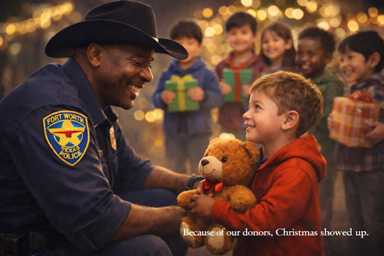 Fort Worth Police Officers Association Brightens Holidays for Over 1,000 Children Through Cops for Kids Initiative