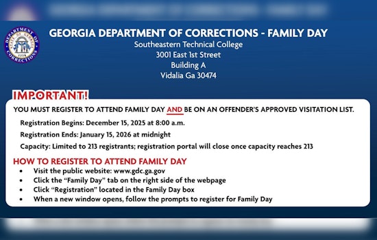 Georgia Department of Corrections to Host Family Day for Inmate Visitation Discussions on January 23, 2026
