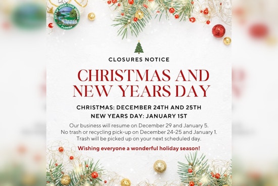 Green Cove Springs Announces City Hall Holiday Closures and Trash Collection Schedule
