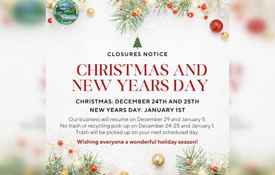 Green Cove Springs Announces City Hall Holiday Closures and Trash Collection Schedule