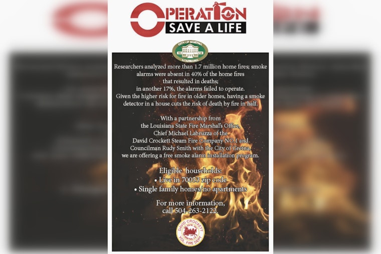 Gretna Police Department Launches Free Smoke Alarm Initiative to Enhance Fire Safety in Homes