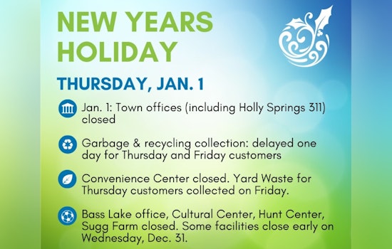 Holly Springs Announces New Year’s Day Service Changes With Trash Collection Delays and Facility Closures