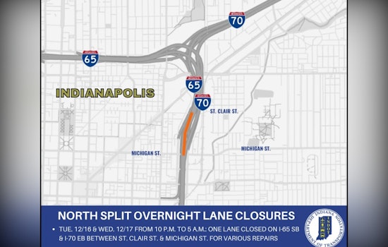 Indianapolis Motorists Alerted to Nighttime Lane Closures on I-65 Southbound and I-70 Eastbound for Infrastructure Repairs