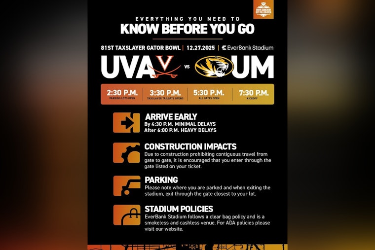 Jacksonville Prepares for TaxSlayer Gator Bowl Showdown Between Virginia Cavaliers and Missouri Tigers