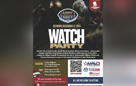 Jacksonville to Host Army-Navy Game Watch Party Fundraiser Supporting Local Veterans