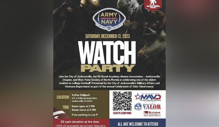Jacksonville to Host Army-Navy Game Watch Party Fundraiser Supporting Local Veterans