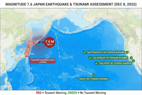 Japan's 7.6 Quake Spares Bay Area and Hawaii From Tsunami Threat as 10-Foot Waves Slam Aomori Coast