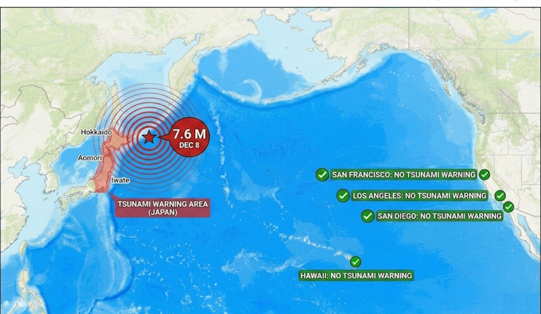 Japan's 7.6 Quake Spares Bay Area and Hawaii From Tsunami Threat as 10-Foot Waves Slam Aomori Coast