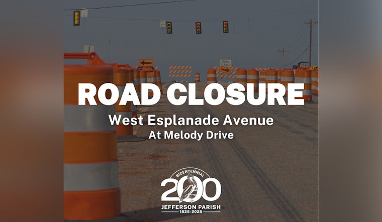 Jefferson Parish Drivers Alert Lane Closures on West Esplanade Avenue for Melody Bridge Dismantling
