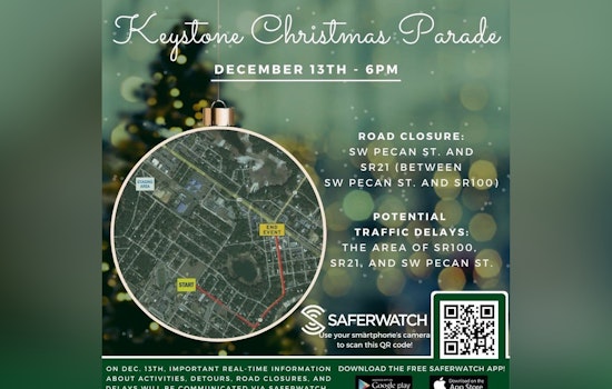 Keystone Heights Invites Community to Annual Christmas Parade While Clay County Sheriff's Office Shares Traffic Advisories and Safety App Information