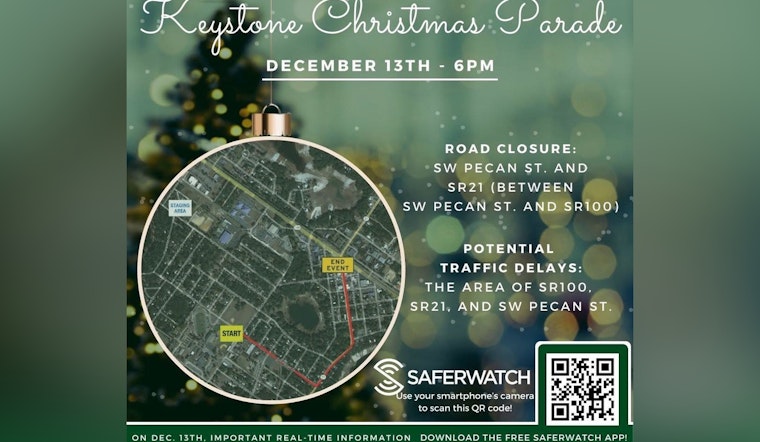 Keystone Heights Invites Community to Annual Christmas Parade While Clay County Sheriff's Office Shares Traffic Advisories and Safety App Information