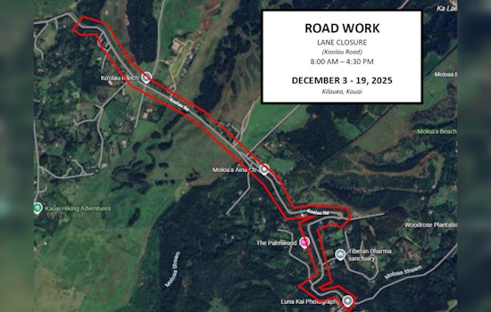 Kīlauea Travel Advisory Warns of Delays as Koolau Road Lane Closures Start Dec. 3
