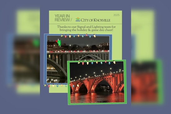 Knoxville's Henley Bridge Illuminated With Festive Cheer by City Signal and Lighting Team