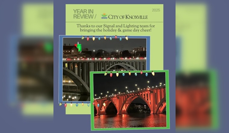Knoxville's Henley Bridge Illuminated With Festive Cheer by City Signal and Lighting Team