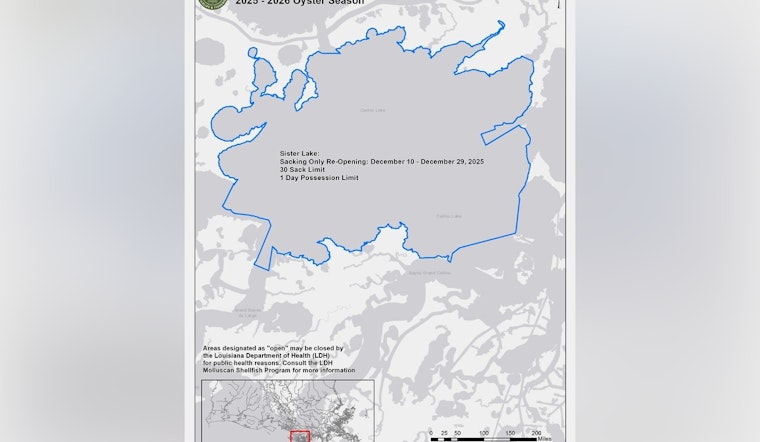 LDWF Announces Seasonal Reopening of Oyster Harvesting in Sister Lake with Strict Regulations for Sustainability
