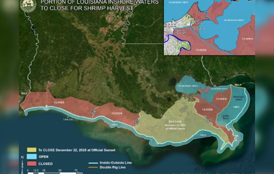 Louisiana Sets Closure of Fall Inshore Shrimp Season in Part of Zone 2 to Protect Juvenile Populations
