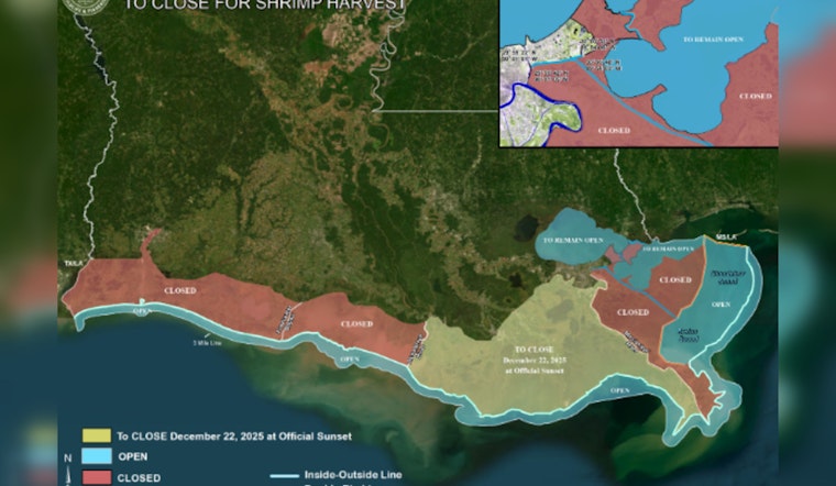 Louisiana Sets Closure of Fall Inshore Shrimp Season in Part of Zone 2 to Protect Juvenile Populations