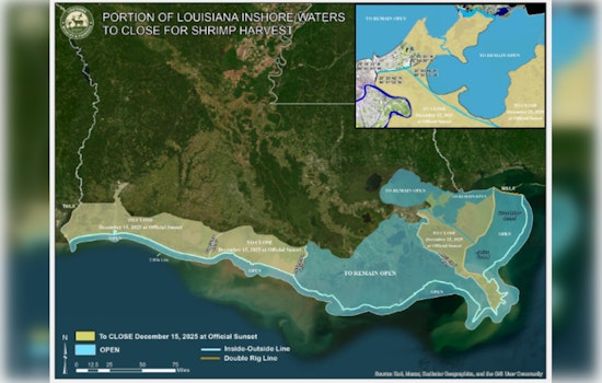Louisiana to Close Select Inshore Shrimp Season Areas on December 15 to Protect Young Populations