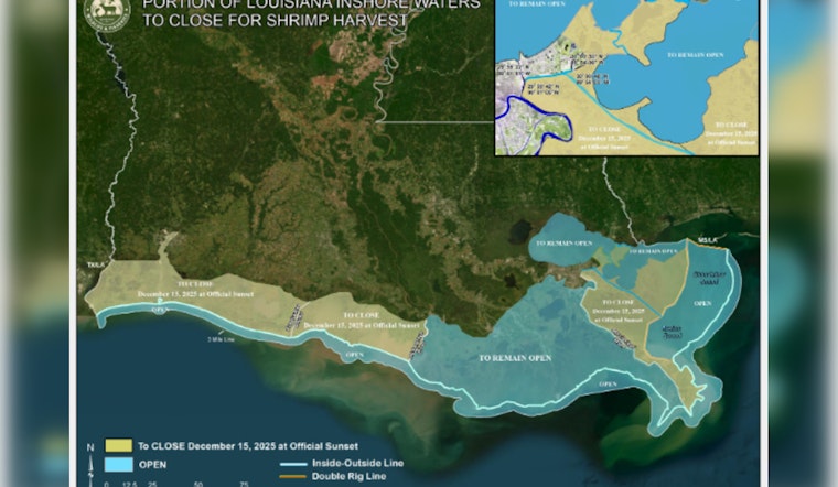 Louisiana to Close Select Inshore Shrimp Season Areas on December 15 to Protect Young Populations