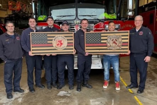 Mayfield Heights Fire Department Showcases Custom-Made Flag by Cardinal Woodworking: A Testament to Community Spirit