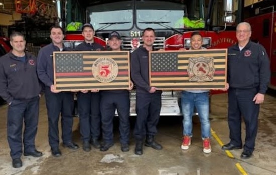 Mayfield Heights Fire Department Showcases Custom-Made Flag by Cardinal Woodworking: A Testament to Community Spirit
