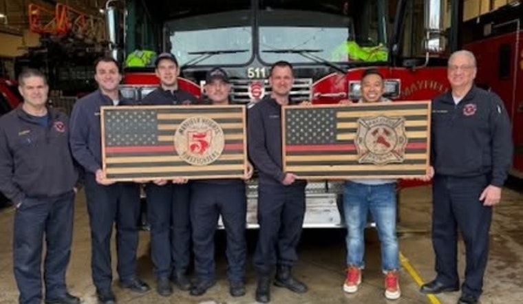 Mayfield Heights Fire Department Showcases Custom-Made Flag by Cardinal Woodworking: A Testament to Community Spirit