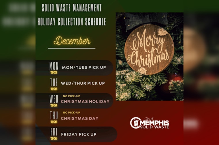 Memphis Announces Christmas Holiday Trash Pickup Schedule Adjustments