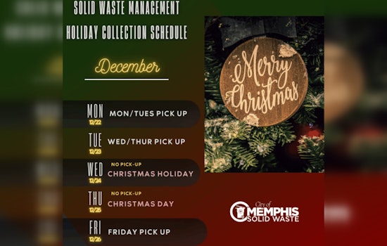Memphis Announces Christmas Holiday Trash Pickup Schedule Adjustments