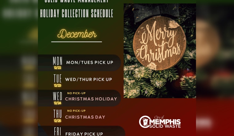 Memphis Announces Christmas Holiday Trash Pickup Schedule Adjustments
