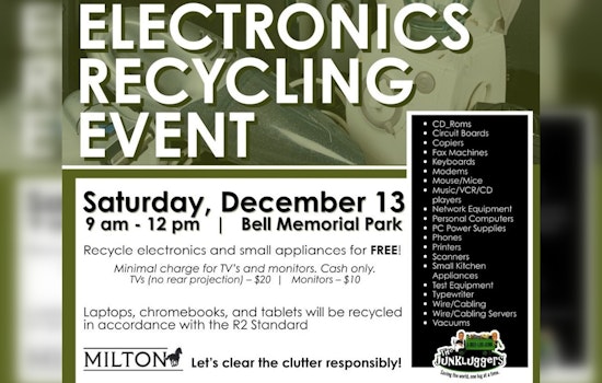 Milton Invites Community to Eco-Friendly Electronics Recycling Event at Bell Memorial Park